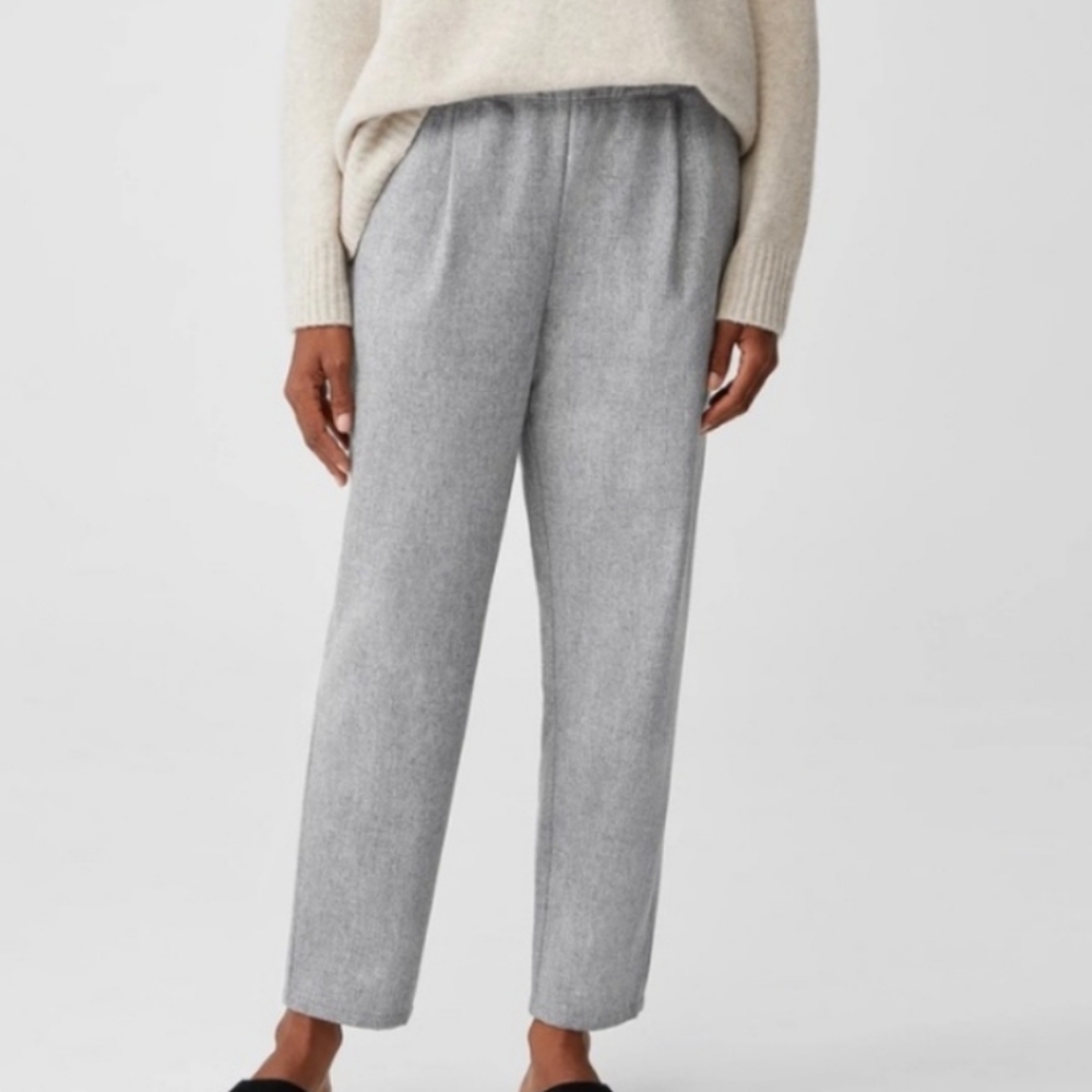 Eileen Fisher 100% Wool Trouser Pants Women Waistband Gray SzXL/TG